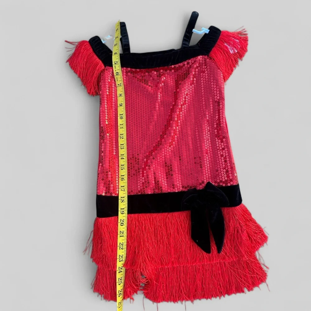 Authentic Kids Halloween red flapper costume head band dress Kids Small 7 - 8